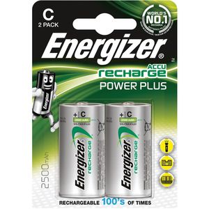 Energizer C - HR14 2500mAh - 1,2V Recharge Power Plus herlaadbare batterijen - 2 stuks