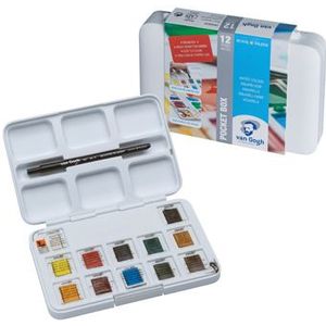 Van Gogh aquarelverf, pocket box met 12 halve napjes