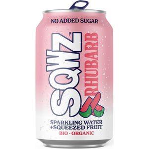 SQWZ frisdrank Rhubarb BIO, blikje van 33 cl, pak van 12 stuks