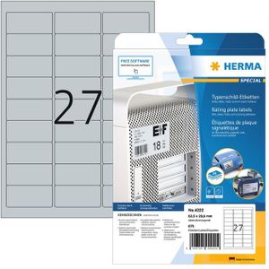 Etiket HERMA 4222 63.5x29.6mm weerbestendig zilver 675stuks