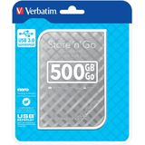 Verbatim harde schijf 3.0 Store 'n' Go, 500 GB, zilver