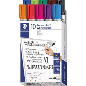 Staedtler Lumocolor whiteboardmarker, doos van 10 stuks in geassorteerde kleuren