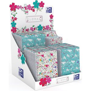 Oxford Floral notitieblok en spiraalschrift, ft A5/A6/B5, geruit 5 mm, display met 60 stuks