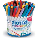 Giotto Turbo Glitter viltstiften, pot met 72 stuks in geassorteerde kleuren