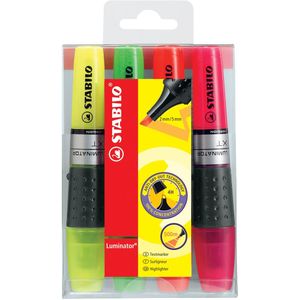 STABILO LUMINATOR markeerstift, etui van 4 stuks in geassorteerde kleuren