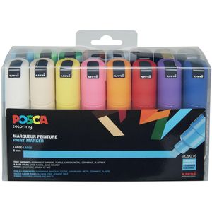 Posca paintmarker PC-8K, etui met 16 stuks in geassorteerde kleuren