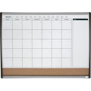 Nobo combibord, kurk en magnetische whiteboard maandplanner, ft 58,5 x 43 cm