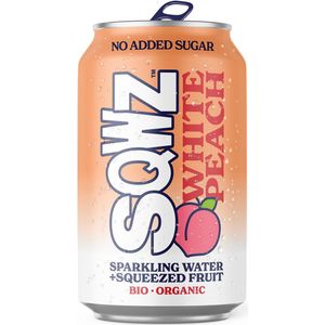 SQWZ frisdrank Peach BIO, blikje van 33 cl, pak van 12 stuks