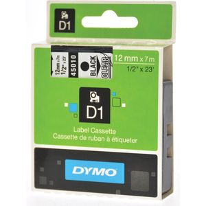 Dymo D1 tape 12 mm, zwart op transparant