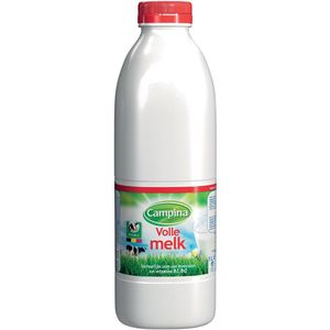 Campina volle melk, 1 liter, pak van 6 stuks