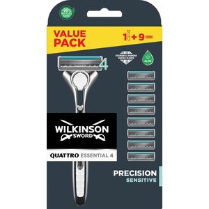 Wilkinson Quattro Essential 4 Sensitive scheermes, inclusief 8 navullingen