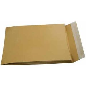 Gallery enveloppen met balg ft 250 x 350 x 40 mm, stripsluiting, bruine kraft, doos van 250 stuks