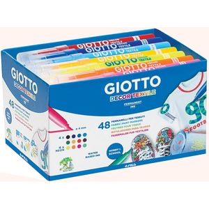 Giotto Decor Textile textielstiften, schoolpack met 48 stuks in geassorteerde kleuren