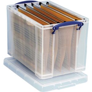 Really Useful Box opbergdoos 19 liter hangmappenkoffer inclusief 10 hangmappen, transparant