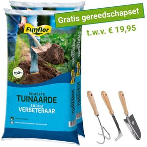 45 x 25L Funflor Bemeste Tuinaarde + gratis 3-delig gereedschapset t.w.v. € 19,95