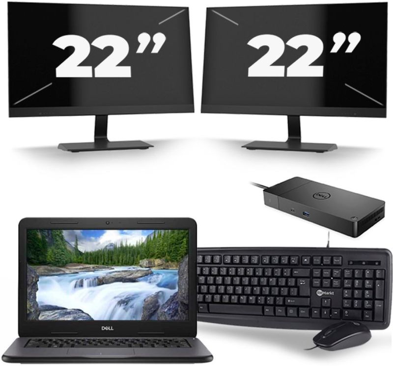 Dell Latitude 3310 - Intel Core i3-8e Generatie - 13 inch - 8GB RAM - 256GB SSD - Windows 11 + 2x 22 inch Monitor Zichtbaar gebruikt