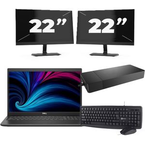 Dell Latitude 3520 - Intel Core i5-11e Generatie - 15 inch - 16GB RAM - 256GB SSD - Windows 11 Home + 2x 22 inch Monitor Zichtbaar gebruikt