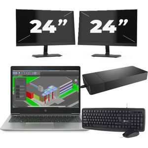 HP ZBook 14u G5 - Intel Core i7-8e Generatie - 14 inch - 16GB RAM - 256GB SSD - Windows 11 + 2x 24 inch Monitor Zichtbaar gebruikt