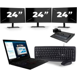 Lenovo ThinkPad L490 - Intel Core i5-8e Generatie - 14 inch - 16GB RAM - 256GB SSD - Windows 11 + 3x 24 inch Monitor Zichtbaar gebruikt