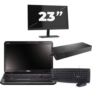 Dell Inspiron N5110 - Intel Core i3-2e Generatie - 15 inch - 8GB RAM - 256GB SSD - Windows 10 Home + 1x 23 inch Monitor Zichtbaar gebruikt