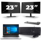 HP EliteBook 745 G6 - AMD Ryzen 7 3700U - 14 inch - 8GB RAM - 256GB SSD - Windows 10 + 2x 23 inch Monitor Zichtbaar gebruikt