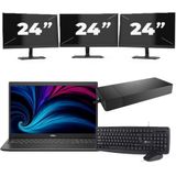 Dell Latitude 3520 - Intel Core i5-11e Generatie - 15 inch - 16GB RAM - 256GB SSD - Windows 11 Home + 3x 24 inch Monitor Nette Staat
