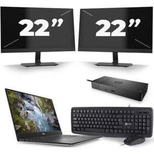 Dell Precision 5530 - Intel Core i7-8e Generatie - 15 inch - 16GB RAM - 256GB SSD - Windows 11 + 2x 22 inch Monitor Zichtbaar gebruikt