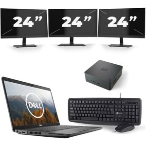 Dell Latitude 5501 - Intel Core i5-9e Generatie - 15 inch - 16GB RAM - 256GB SSD - Windows 11 Home + 3x 24 inch Monitor Nette Staat
