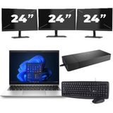 HP EliteBook 830 G9 - Intel Core i7-12e Generatie - 13 inch - 16GB RAM - 256GB SSD - Windows 11 Home + 3x 24 inch Monitor Zichtbaar gebruikt