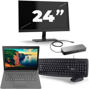 Lenovo V330-14IKB - Intel Core i5-8e Generatie - 14 inch - 16GB RAM - 256GB SSD - Windows 11 + 1x 24 inch Monitor Zichtbare schade