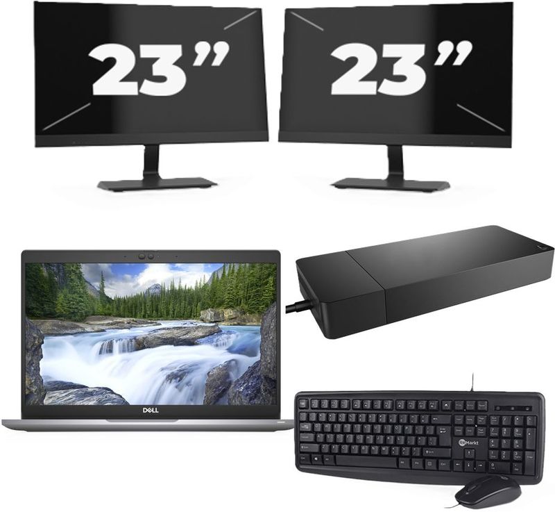 Dell Latitude 5320 - Intel Core i7-11e Generatie - 13 inch - 16GB RAM - 256GB SSD - Windows 11 Home + 2x 23 inch Monitor Zichtbaar gebruikt