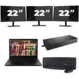 Lenovo ThinkPad T14s Gen 1 - Intel Core i7-10e Generatie - 14 inch - 16GB RAM - 256GB SSD - Windows 11 Home + 3x 22 inch Monitor Nette Staat