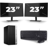 HP ProDesk 600 G3 Micro Tower - Intel Core i5-6e Generatie - 8GB RAM - 256GB SSD - Windows 11 + 2x 23 inch Monitor Nette Staat