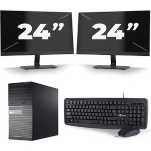 Dell Optiplex 3020 Micro Tower - Intel Core i3-4e Generatie - 8GB RAM - 128GB SSD - Windows 10 + 2x 24 inch Monitor Nette Staat
