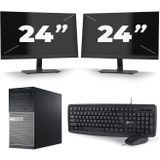 Dell Optiplex 3020 Micro Tower - Intel Core i7-4e Generatie - 16GB RAM - 512GB SSD - Windows 10 + 2x 24 inch Monitor Nette Staat