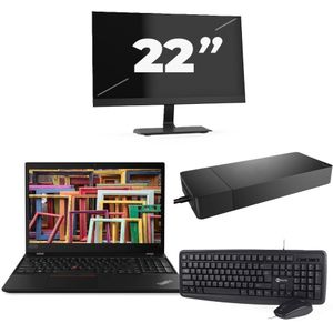 Lenovo ThinkPad T15 - Intel Core i7-10e Generatie - 15 inch - 16GB RAM - 256GB SSD - Windows 11 Home + 1x 22 inch Monitor Nette Staat