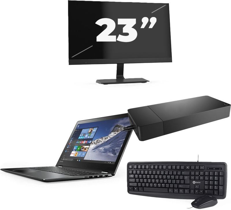 Lenovo ThinkPad X1 Yoga Gen 4 - Intel Core i7-8e Generatie - 14 inch - 16GB RAM - 256GB SSD - Windows 11 Home + 1x 23 inch Monitor Zichtbaar gebruikt