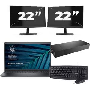 Dell Vostro 15 3510 - Intel Core i5-11e Generatie - 15 inch - 16GB RAM - 256GB SSD - Windows 11 Home + 2x 22 inch Monitor Zichtbare schade