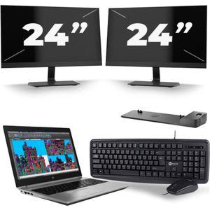 HP ZBook 15 G5 - Intel Core i7-8e Generatie - 15 inch - 16GB RAM - 256GB SSD - Windows 11 + 2x 24 inch Monitor Nette Staat