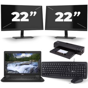 Dell Latitude 5491 - Intel Core i5-8e Generatie - 14 inch - 16GB RAM - 256GB SSD - Windows 11 + 2x 22 inch Monitor Nette Staat