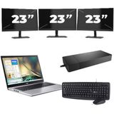 Acer Aspire A315-44P - AMD Ryzen 7 5700U - 15 inch - 16GB RAM - 256GB SSD - Windows 11 Home + 3x 23 inch Monitor Nette Staat