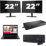 Lenovo ThinkPad X390 - Intel Core i5-8e Generatie - 13 inch - 8GB RAM - 256GB SSD - Windows 11 + 2x 22 inch Monitor Nette Staat