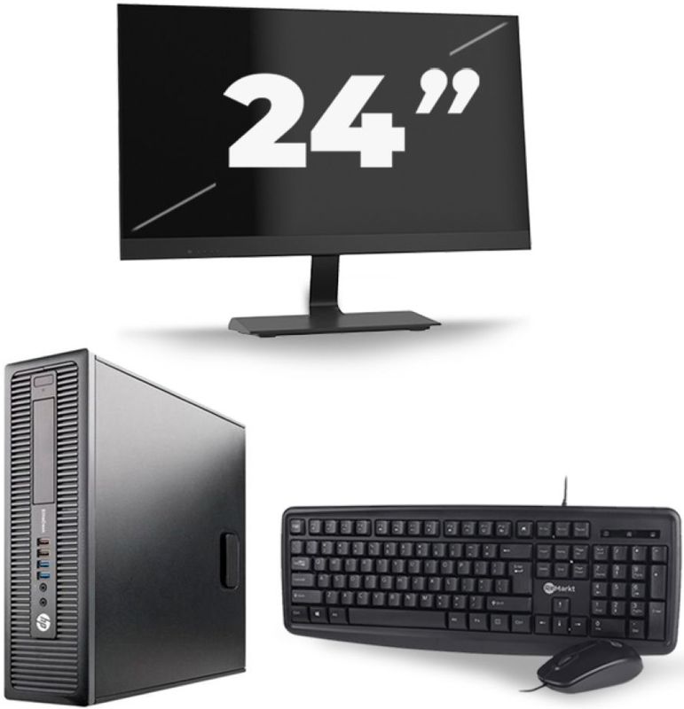 HP EliteDesk 800 G1 SFF - Intel Core i7-4e Generatie - 16GB RAM - 256GB SSD - Windows 10 + 1x 24 inch Monitor Nette Staat