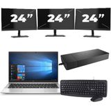 HP EliteBook 835 G7 - AMD Ryzen 7 PRO 4750U - 13 inch - 16GB RAM - 256GB SSD - Windows 11 Home + 3x 24 inch Monitor Nette Staat