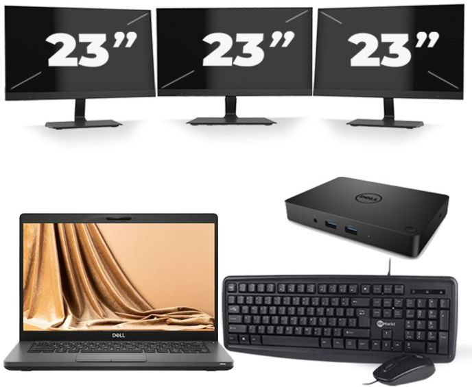 Dell Latitude 5401 - Intel Core i5-9e Generatie - 14 inch - 16GB RAM - 512GB SSD - Windows 11 + 3x 23 inch Monitor Zichtbare schade