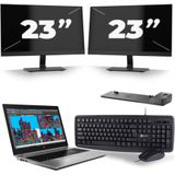 HP ZBook 15 G5 - Intel Core i7-8e Generatie - 15 inch - 16GB RAM - 256GB SSD - Windows 11 + 2x 23 inch Monitor Zichtbare schade