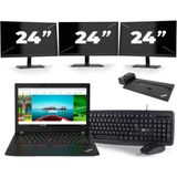 Lenovo Thinkpad A285 - AMD Ryzen 5 2500U - 12 inch - 8GB RAM - 256GB SSD - Windows 10 + 3x 24 inch Monitor Zichtbaar gebruikt