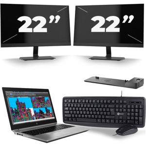 HP ZBook 15 G5 - Intel Core i7-8e Generatie - 15 inch - 16GB RAM - 256GB SSD - Windows 11 + 2x 22 inch Monitor Zichtbare schade