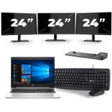 HP ProBook 445 G7 - AMD Ryzen 3 4300U - 14 inch - 16GB RAM - 512GB SSD - Windows 10 + 3x 24 inch Monitor Nette Staat