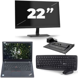 Lenovo ThinkPad T470 - Intel Core i7-6e Generatie - 14 inch - 16GB RAM - 256GB SSD - Windows 11 + 1x 22 inch Monitor Zichtbare schade